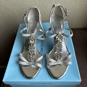 ANTONIO MELANI Silver Embellished Heels